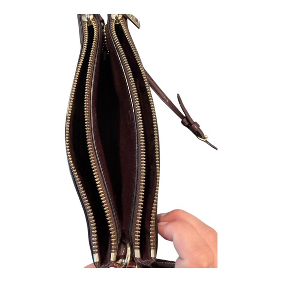 Coach‎ Lyla Crossbody Bag Pebble Leather Double Zip Burgundy Purse Handbag - Picture 8 of 10